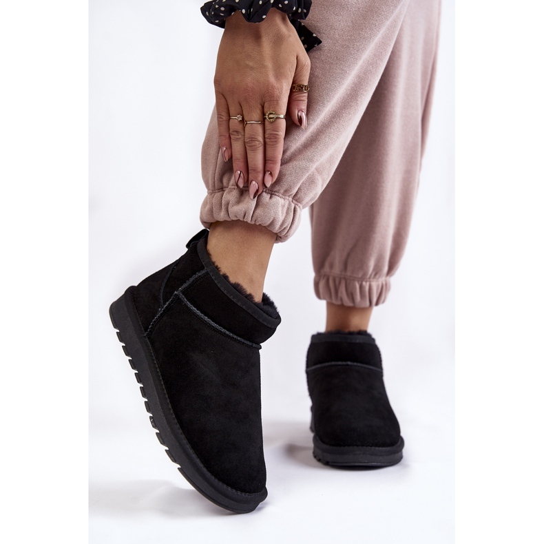 Botas De Nieve Bajas De Ante Para Mujer Black Shelie negro 1
