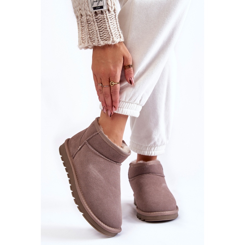 Botas De Nieve Bajas De Ante Para Mujer Grey Shelie beige 1