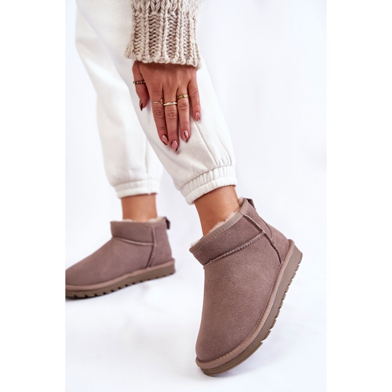 Botas De Nieve Bajas De Ante Para Mujer Grey Shelie beige 2