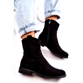 S.Barski Botas Mujer Ante Tacón Plano Negras Fiorenz HY66-66 negro 4