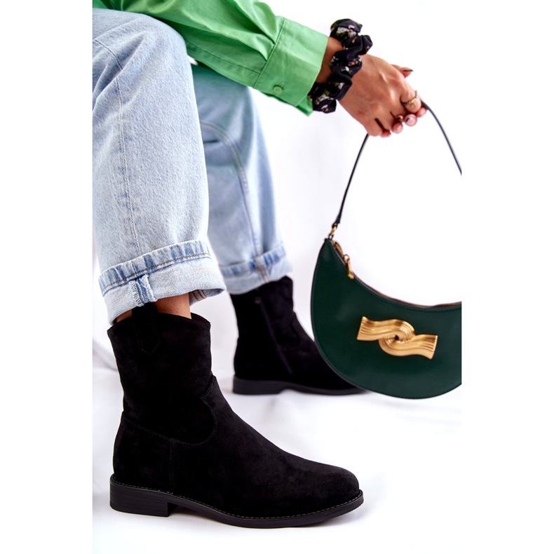 S.Barski Botas Mujer Ante Tacón Plano Negras Fiorenz HY66-66 negro 3