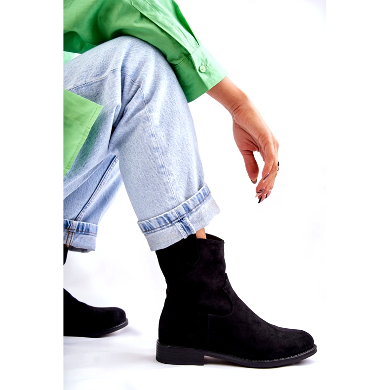 S.Barski Botas Mujer Ante Tacón Plano Negras Fiorenz HY66-66 negro 2