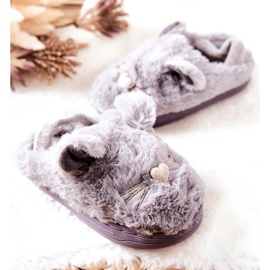 WJ1 Pantuflas Infantiles Gatos Con Orejas Tammy Gris 2