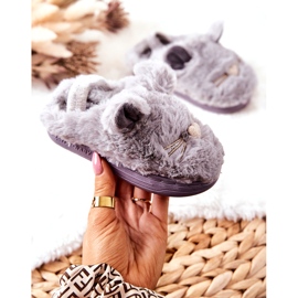 WJ1 Pantuflas Infantiles Gatos Con Orejas Tammy Gris 3