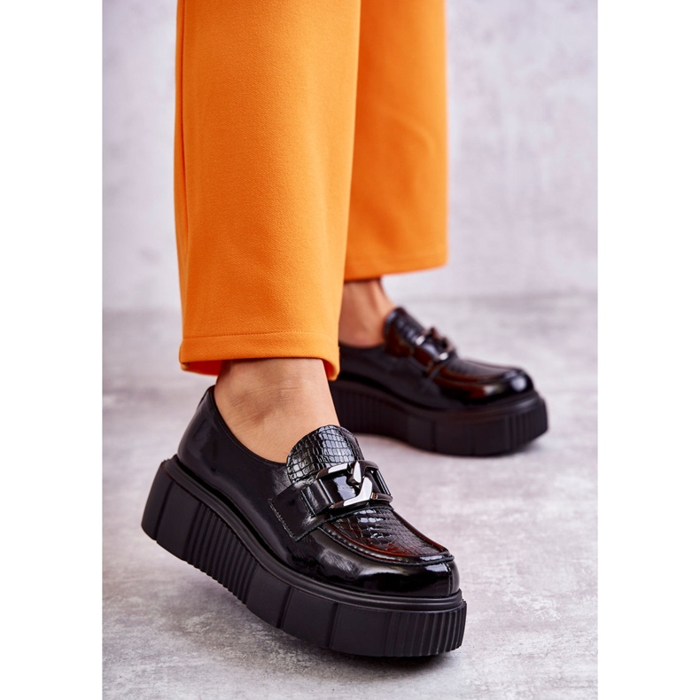 PL5 Zapatos de cuero de moda en la plataforma Black Marsol negro 1