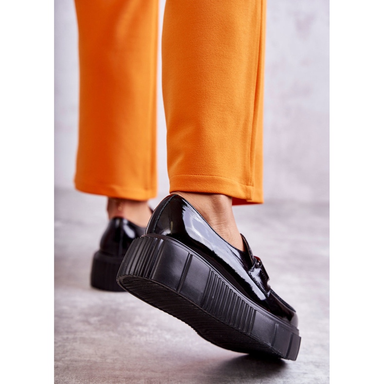 PL5 Zapatos de cuero de moda en la plataforma Black Marsol negro 3