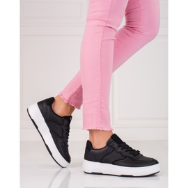 Zapatillas deportivas negras Shelovet para mujer con suela gruesa. negro 2