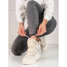 Botines mujer piel blanca Shelovet con plataforma blanco 2