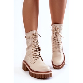 PE1 Botas Altas De Mujer Con Cremallera Beige Enroe 7