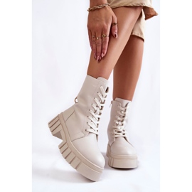 Sergio Leone Botas de cuero con aislamiento sobre una plataforma Telisa beige claro 1