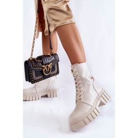 Sergio Leone Botas de cuero con aislamiento sobre una plataforma Telisa beige claro 3