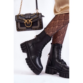 Sergio Leone Botas Calientes De Cuero En La Plataforma Telisa Negra negro 4