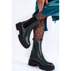 Sergio Leone Botas De Mujer De Cuero En La Plataforma De Bente Verde 4