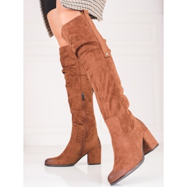 Botas de mujer Shelovet de ante marrón 2