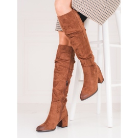 Botas de mujer Shelovet de ante marrón 1
