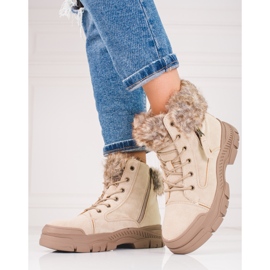 Botas de mujer beige con pelo Shelovet 4