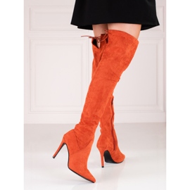 Small Swan Mosqueteros de mujer en un tacón Shelovet naranja 1