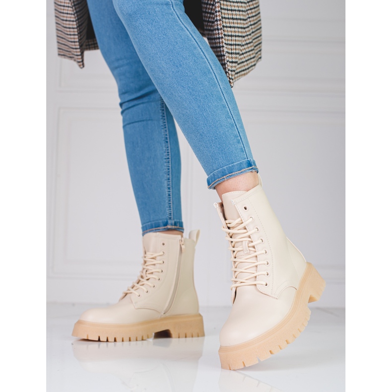 Botas de mujer beige con cremallera Shelovet 1