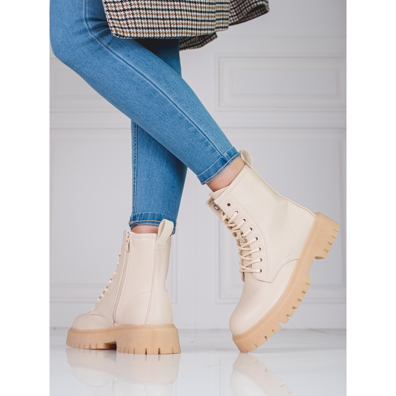 Botas de mujer beige con cremallera Shelovet 2
