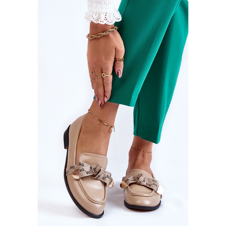 WS1 Mocasines Mujer Piel Lazo Dayes Beige 1