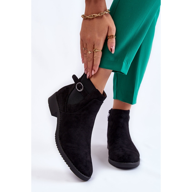 PJ1 Botines Mujer Gamuza Cálida Jodhpur Negro Janette 1