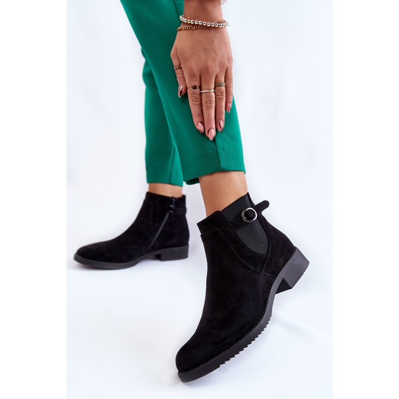 PJ1 Botines Mujer Gamuza Cálida Jodhpur Negro Janette 2