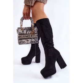 PA1 Botas de gamuza con tacones masivos y una plataforma Nevira negra. negro 2