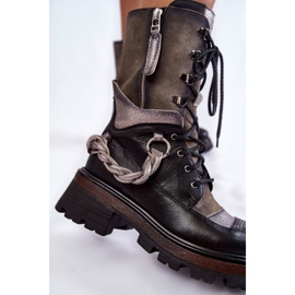 Botas Altas de Cuero Workers Maciejka 05586-01 Negro y Gris 6