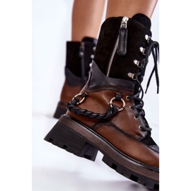 Botas Altas de Cuero Workers Maciejka 05586-29 Marrón y Negro 4
