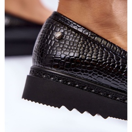 Vinceza Mocasines Lacados Estampado Cocodrilo Sobre Plataforma Diane Negro 6