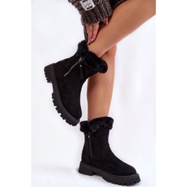 Vinceza Botas de ante negro Rezan con piel en una cremallera 4