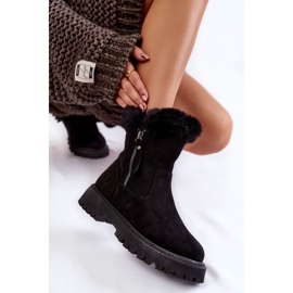 Vinceza Botas de ante negro Rezan con piel en una cremallera 5