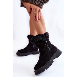 Vinceza Botas de ante negro Rezan con piel en una cremallera 2