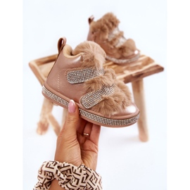 Botas de nieve cálidas de cuero para niños Golden Leela dorado 3