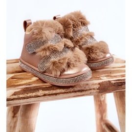 Botas de nieve cálidas de cuero para niños Golden Leela dorado 1