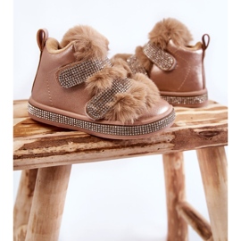 Botas de nieve cálidas de cuero para niños Golden Leela dorado 2