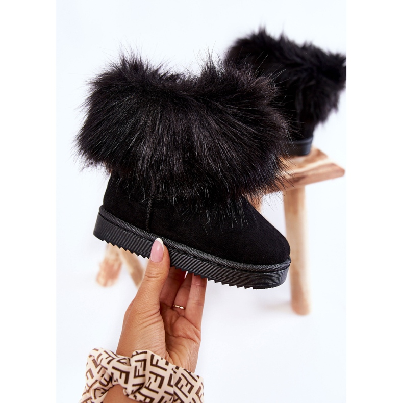 Botas De Nieve Infantiles Ariana Negras Con Pelo negro 1