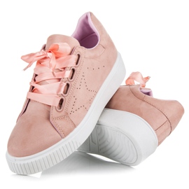 Wilady Deportivas De Ante Con Lazo rosado 3