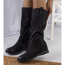Botas negras en el tacón de cuña interior de Mae negro 1