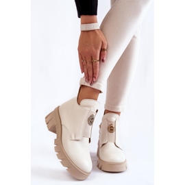 PL5 Botas De Mujer De Piel Con Adorno Maley Beige Claro 1