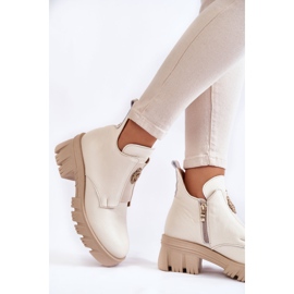 PL5 Botas De Mujer De Piel Con Adorno Maley Beige Claro 4
