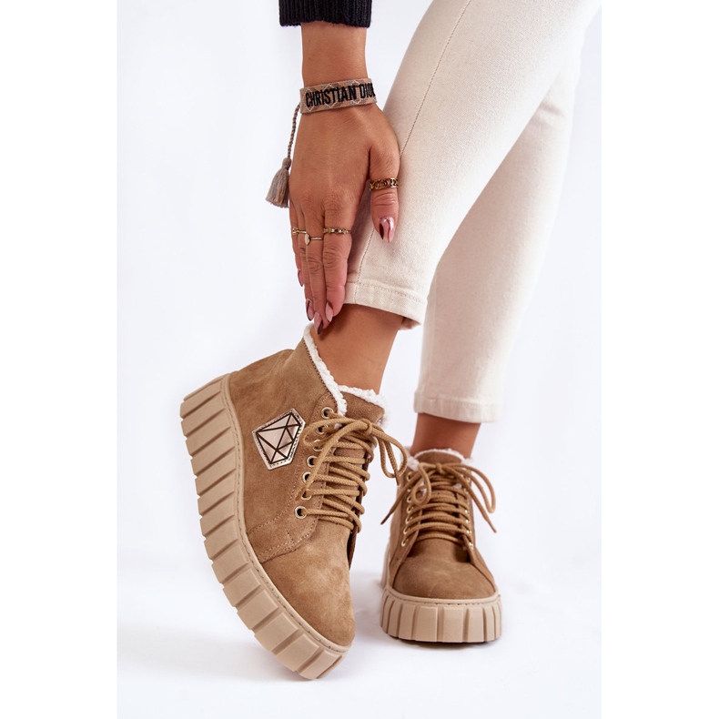 Zapatos Deportivos Ante Atados Lewski Shoes 3252/N Beige 1