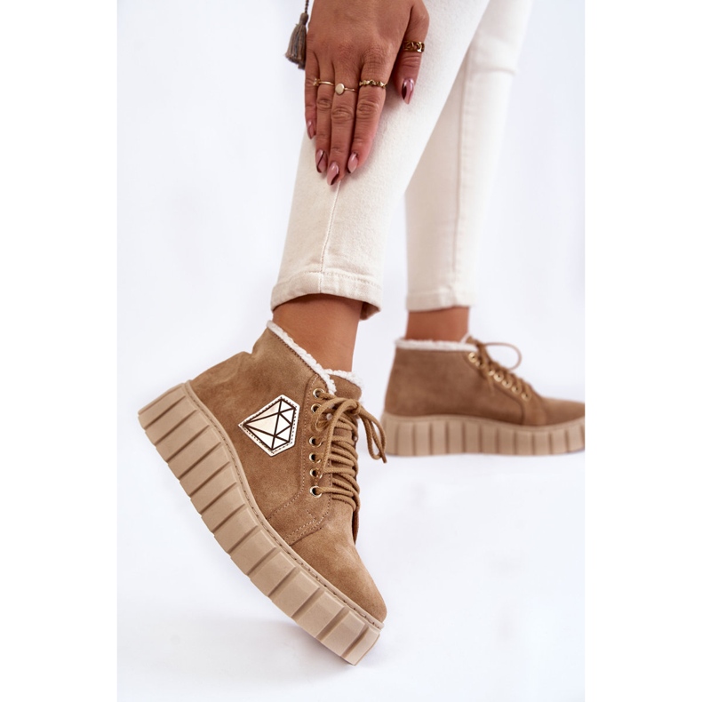 Zapatos Deportivos Ante Atados Lewski Shoes 3252/N Beige 2