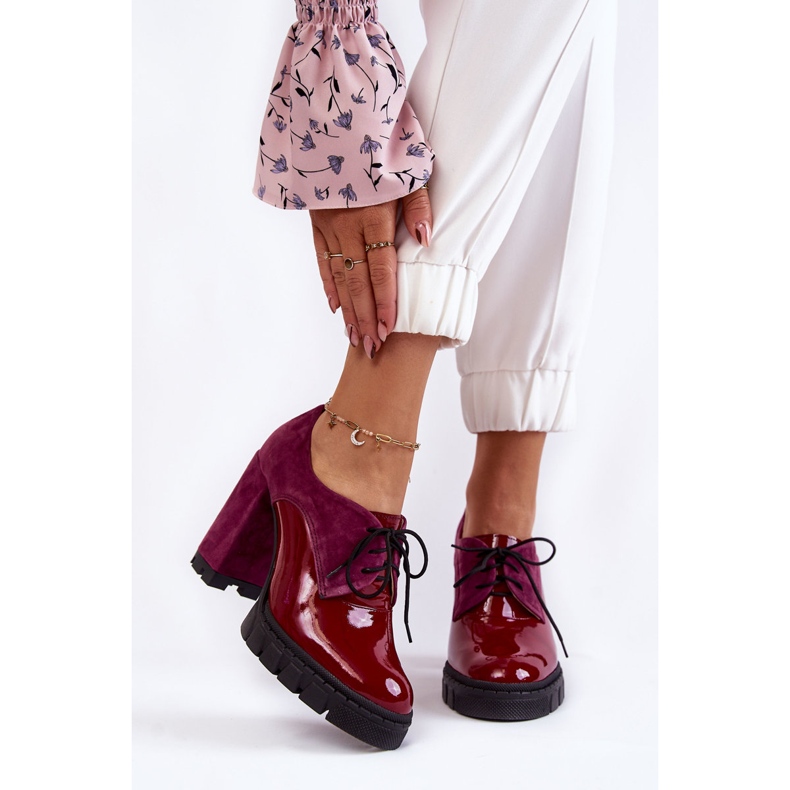 PA2 Botas lacadas de gamuza de moda en la plataforma Carisa de Borgoña rojo multicolor rosa 1