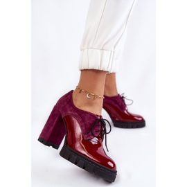 PA2 Botas lacadas de gamuza de moda en la plataforma Carisa de Borgoña rojo multicolor rosado 2