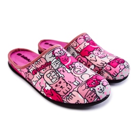 Pantuflas Caseras En Gatos Inblu GF-12-023 Rosa rosado gris 7