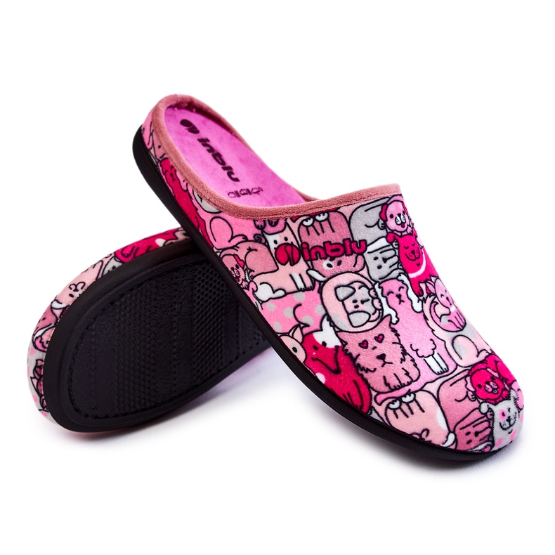 Pantuflas Caseras En Gatos Inblu GF-12-023 Rosa rosado gris 1