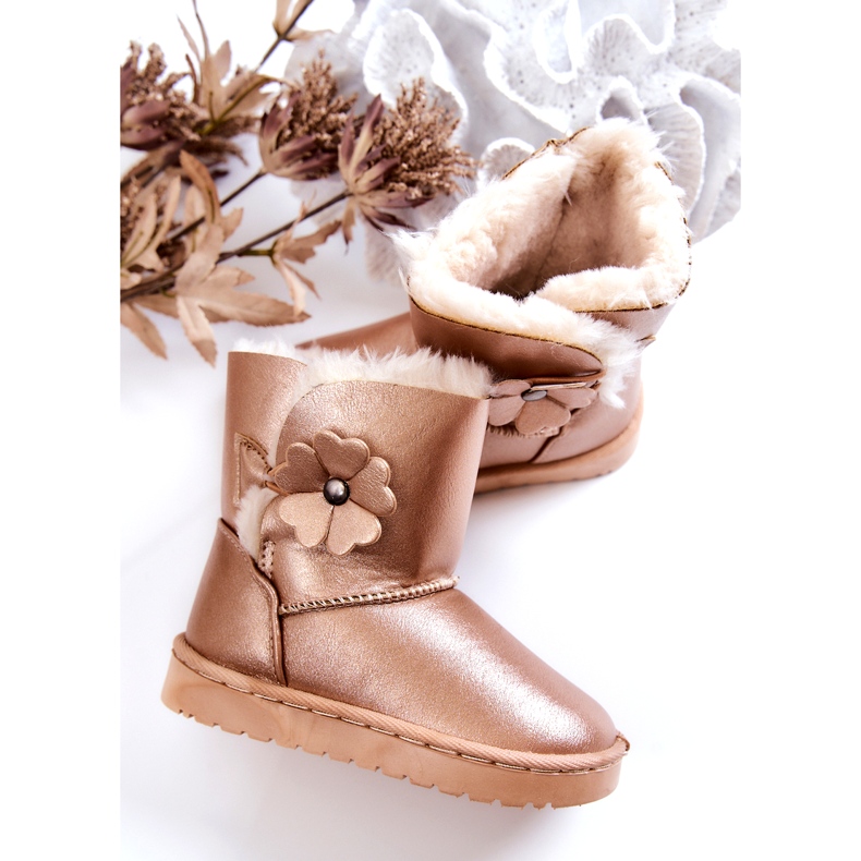 FR1 Botas De Nieve Infantiles Con Flor Bianca Dorada dorado 4