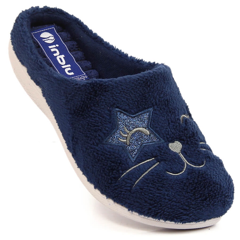 Cómodas zapatillas de estar por casa Inblu azul marino para mujer 1