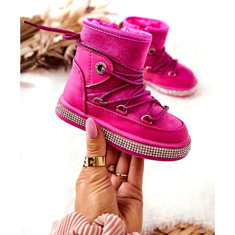 FR1 Botas de nieve para niños con circonita Wellma Fucsia rosa 3